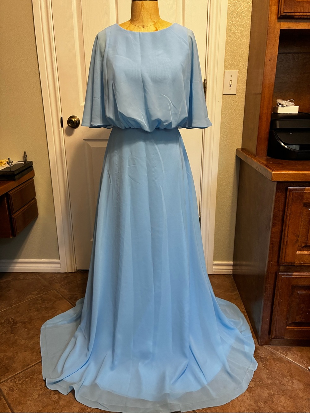 Light Blue Chiffon Maxi Dress - Women's Formal Gown